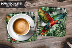 Parrot, Animal coaster, Buffalo Plaid Square Coaster PNG Product Image 1
