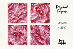 Floral Ribbon Digital Paper Kit Rococo Valentine Patterns Product Image 2