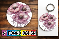 Chic Round Design Car Coaster PNG , Beauty Flower Product Image 1