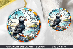 Puffin Stained Glass Ornament PNG, Digital Download File Product Image 1
