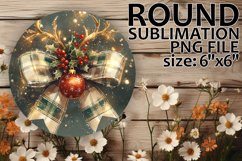 Radiant Round Sublimation Coasters, Holiday Bow Product Image 1