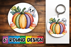 Radiant Round Car Coaster Design, Pumpkin Watercolor Product Image 1