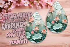 3D Flower Hole Teardrop Earrings Sublimation Design Product Image 1