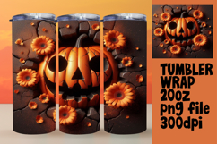 SLEEK 20oz PNG Tumbler Artwork , 3D Pumpkin Product Image 1
