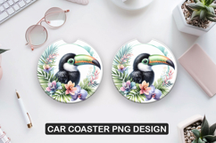 Floral Birds Car Coaster Sublimation| Animal Coaster PNG Product Image 1