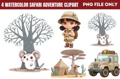 Watercolor Safari Adventure Clipart PNG Product Image 1