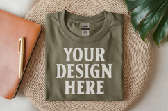 Military Green Gildan 5000 Flat Lay Tshirt Mockup, G5000 moc Product Image 1