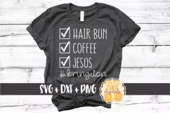 Hair Bun Coffee Jesus Checklist - SVG PNG DXF Cut Files Product Image 1