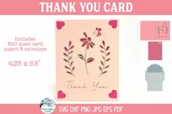 Thank You Card SVG | Floral Heart Cardstock Insert Card Product Image 1