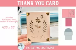 Thank You Card SVG | Floral Heart Cardstock Insert Card Product Image 2