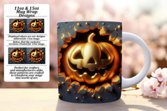 Stylish 15oz Mug Wrap Png Artwork , 3D Pumpkin Product Image 1