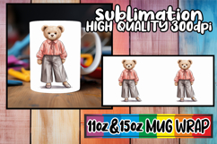 Bright smiles sublimation mug wrap, Teddy Bear Product Image 1