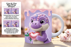 CUSTOM PNG Mug Wrap Design 11oz , Cute Dino Product Image 1