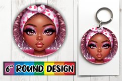 Blissful Round Keychains Sublimation PNG, Love Girl Product Image 1