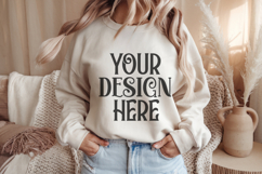 Sand Gildan 18000 Crewneck Sweatshirt Mockups,G18000 Product Image 1