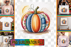 Bright TOTE BAG Magic PNG, Pumpkin Watercolor Product Image 1