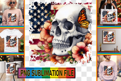 BLISSFUL TSHIRT Ideas PNG, Skull USA Product Image 1