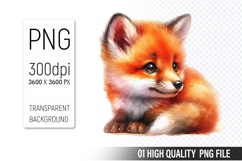 Cute Baby Fox, Animal Sublimation Clipart PNG Product Image 1
