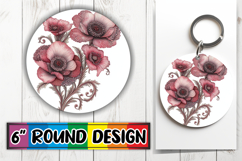 Creative Keychain Circle PNG Artwork , Beauty Flower Product Image 1