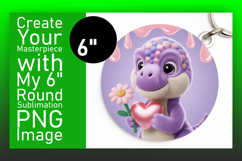 Artistic Circle PNG Coaster Design , Cute Dino Product Image 1