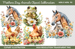 Mothers Day Animals Clipart PNG Product Image 1