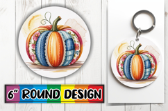 Whimsical Keychain Round Style, Pumpkin Watercolor Product Image 1