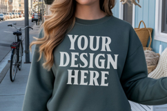 Gildan 18000 Forest Green Mockup , Crewneck Sweatshirt Boho Product Image 1