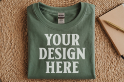 Military Green Gildan 5000 Flat Lay Tshirt Mockup, G5000 moc Product Image 1