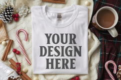 Gildan 5000 white Folded Christmas Mockup, G5000 mockup Product Image 1