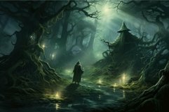 Enchanted forest with mystical figure Product Image 1