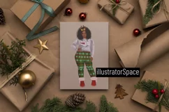 African Amrican girl clipart, Plus size girl clipart, Xmas Product Image 8