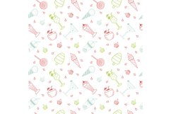 Food Menu Meal Drink Hand Drawn Doodle Seamless Pattern Product Image 1