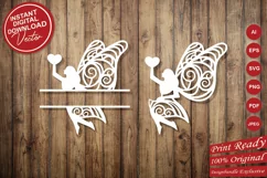 Papercut Fairy Girl with Wings Holding Heart Monogram Product Image 5