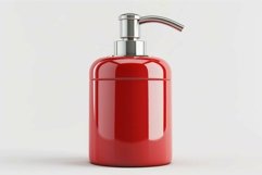 Red soap dispenser on white background Product Image 1