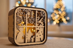 Christmas Shadow Box - Candle Holder - Laser Cut Template Product Image 1