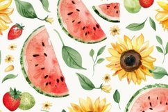 Watermelon and Sunflower Background Wallpaper Product Image 1