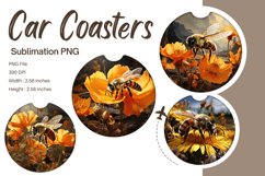 Bee Flower Car Coasters Sublimation Bee Car Accessories_14 Product Image 1