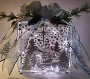 SVG Cabin Truck and Trees Christmas Scene Glass Block Design Product Image 5