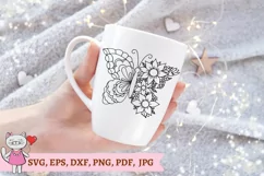 Floral Butterfly svg, Flowers svg, hand drawn Product Image 3