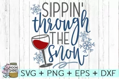 Sippin' Through The Snow SVG DXF PNG EPS Cutting Files Product Image 1