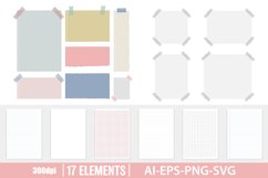 Paper sheet and colored torn paper clipart Product Image 1
