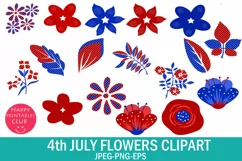4th July Flowers Clipart I Patriotic Floral Clipart Product Image 2