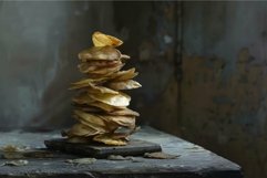 Towering stack of crispy potato chips Product Image 1