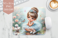 Girl and Swan Mouse Pad PNG Product Image 1
