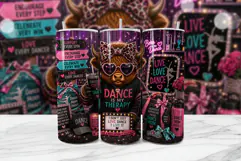 Dance Mom Highland Cow Tumbler Wrap PNG Product Image 1