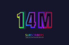 14M subscribers celebration template Neon Sign Text Effect Product Image 1