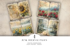 Watercolour Flowers Junk Journal Digital Paper Bi-fold Product Image 1
