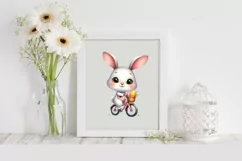 Easter Bunny Egg Flower Riding a Bike , Clipart Product Image 2