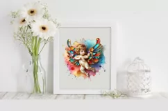Cupid Angel Of Love Gesture Watercolor Florals Clipart Product Image 1