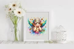 Cupid Angel Of Love Gesture Watercolor Florals Clipart Product Image 2